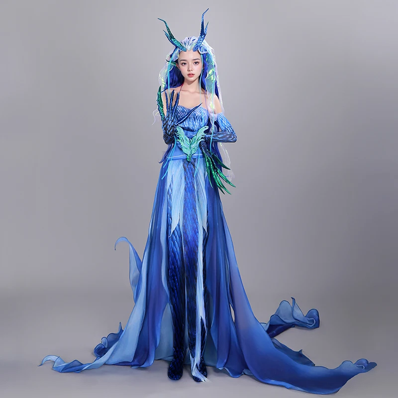 Косплей костюм Не Zha сезон 2 синее платье
