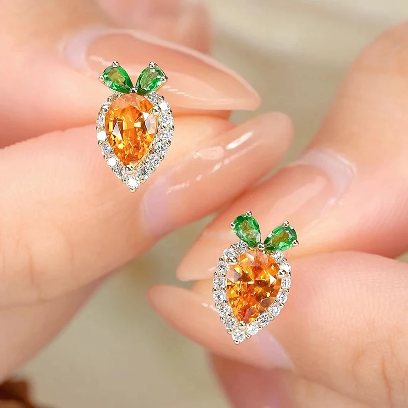

Женские серьги из серебра 925 пробы, с морковкой