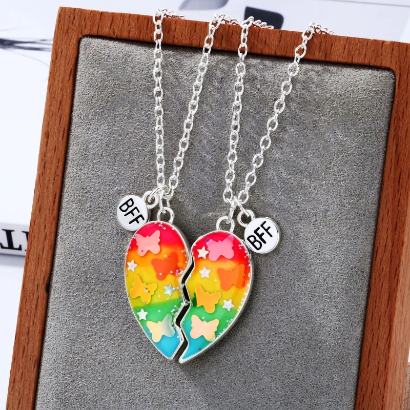 Женское Ожерелье в виде сердца с бабочкой и блестками |