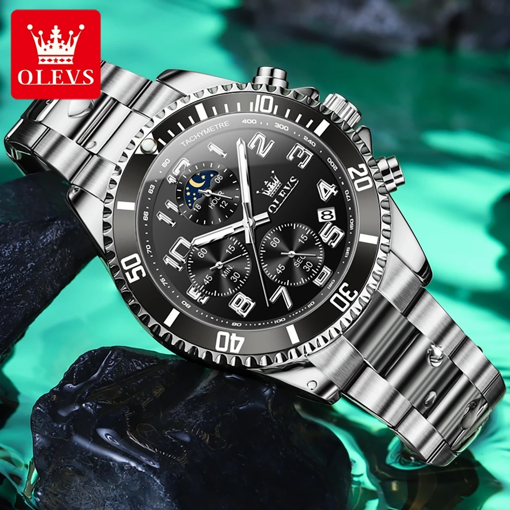 OLEVS Высококачественные мужские часы водостойкий календарь светящийся хронограф