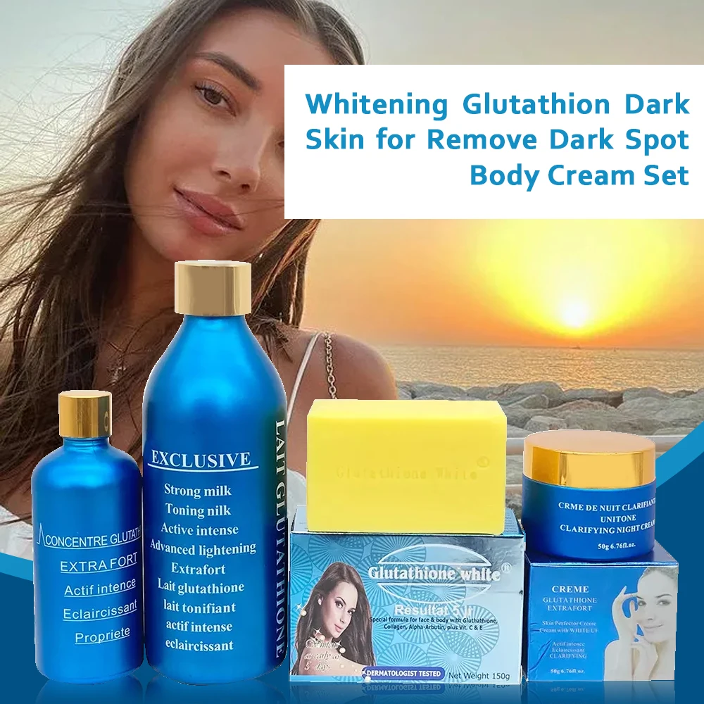 

Lait Glutathione Brightening Skin Care Set for Glowing Skin Evens Skin Tone and Removes Dark Spots Whitening Skincare Products