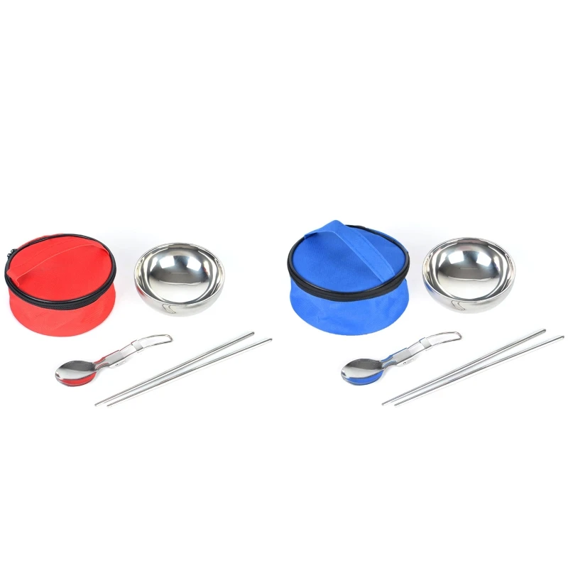 

Food Grade Stainless Steel Bowl Chopsticks Spoon Dinnerware Kit for PicnicTravel