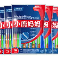 10pcs dental oral hygiene push pull interdental brush adults tooth cleaning floss brush tooth pick 5 size brush head 0 6mm 1 2mm