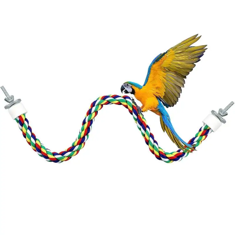 

Bird Rope Perch Bird Stainless Steel Bendable Rope Toys Colorful Cleaning Teeth Toys For Exercising Climbing Exploring Relaxing