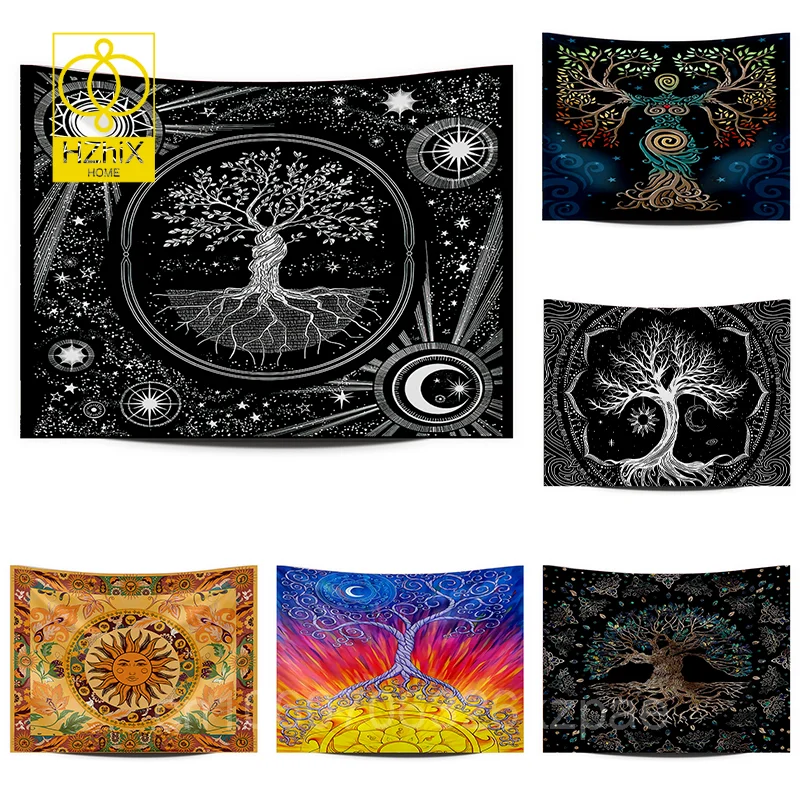 

Boho Life Tree Fixed Tapestry Student Dormitory Wall Decorative Home Textile Bedroom Bedside Backdrops Customizable Tapestries