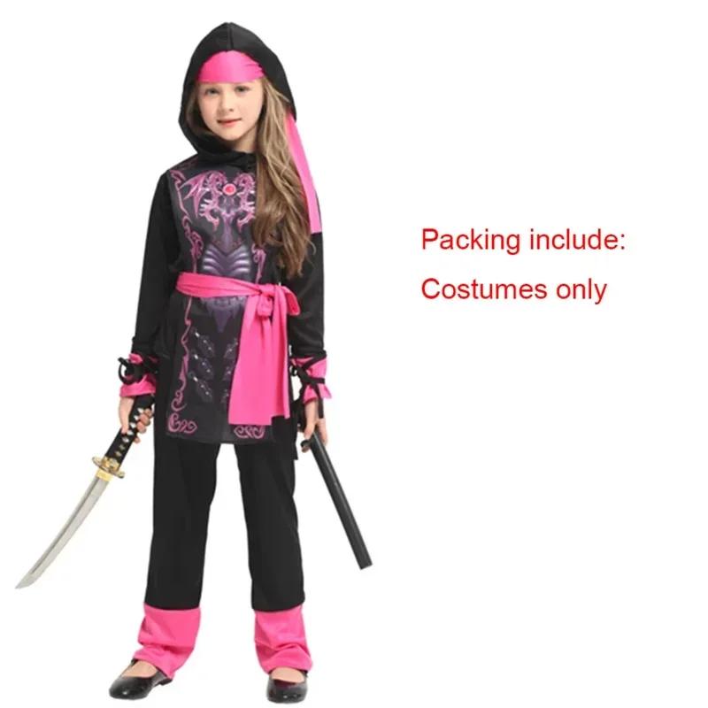 Ниндзя Косплей Детский Костюм Воин Мальчик Девушка Хэллоуин Вечерние Необычные