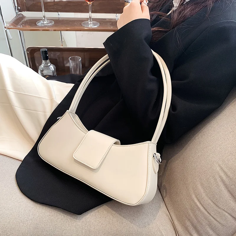 Luxury Brand Design Simple Small PU Leather Underarm Crossbody Side Bag Women 2023 Summer Fashion Shoulder Handbag and Purses