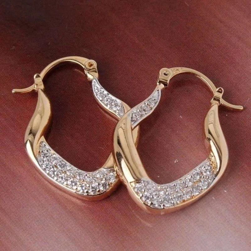 

Creative Fashion Brick Inlaid Golden Earrings Silver White Wedding Women Jewelry Gift Pendant