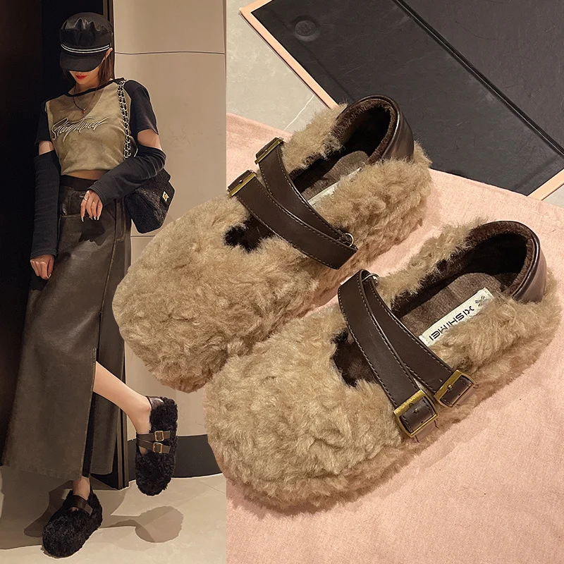 Повседневная женская обувь Modis сабо на платформе лоферы меху универсальные новые