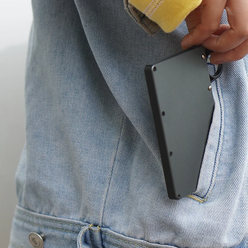Kemy Anti Rfid Metal Bank Credit Card Holder Men Minimalist Wallets Slim Thin Tactical Business ID Cardholder Case Male Purse