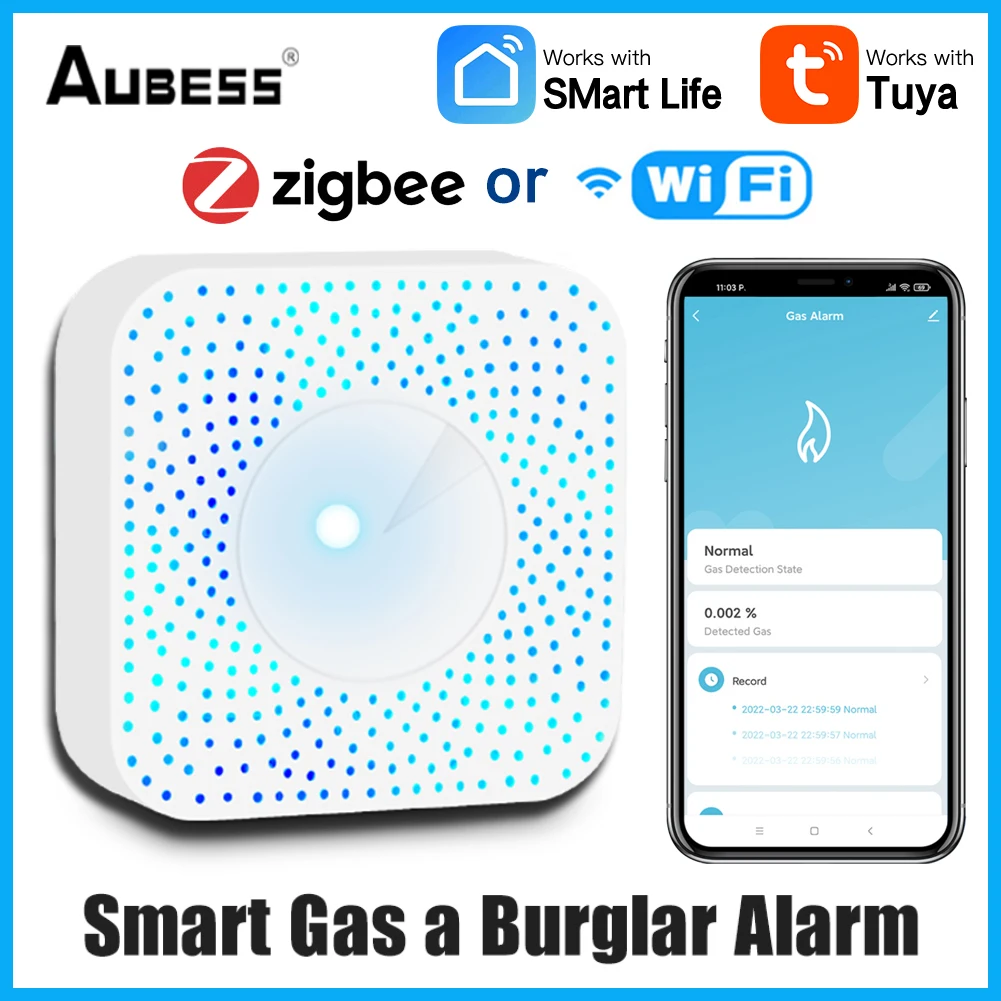 

Tuya Zigbee/WIFI Natural Gas Sensor Combustible Household Smart LPG Gas Detector Leakage Fire Safety Smart Home Alarm System