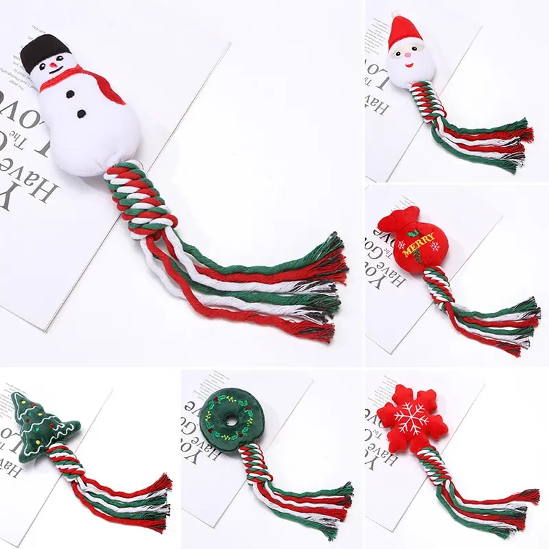 

Новинка, Рождественская игрушка для домашних животных, хлопковая веревка, собака для чистки тростника, Интерактивная игрушка, устойчивая к укусам, набор игрушек для кобелей, рождественский подарок