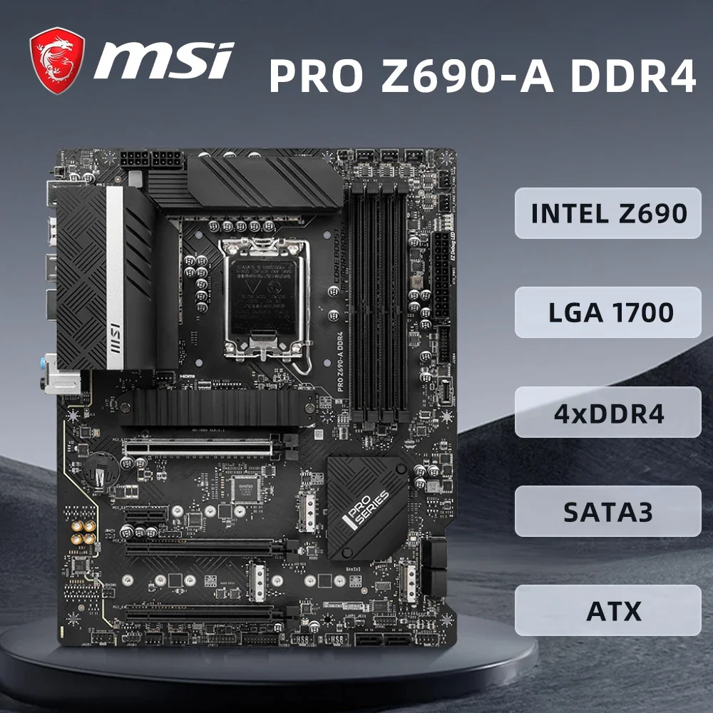 MSI PRO Z690-A Материнская плата DDR4 LGA1700 Поддержка i9-14900K i7 12700K i5 12400F i5-12400F 12600KF Процессор