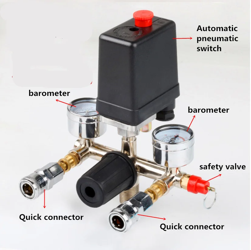 Pressure Switch Valve 0.5-1.25mpa Pump Aluminium Alloy Control Valve Manifold Relief Regulator With Gauge