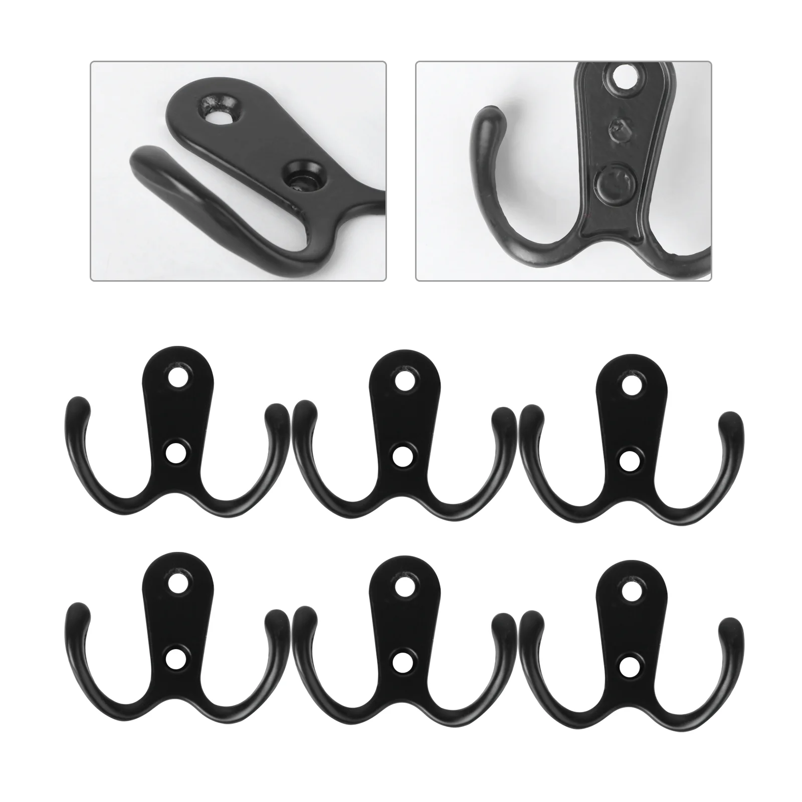 

10 Pcs Double Prong Towel Hooks Bathrooms Black Towel Hooks Robe Hook Coat Hook Coat Hat Hook Wall Mount Clothing Rack