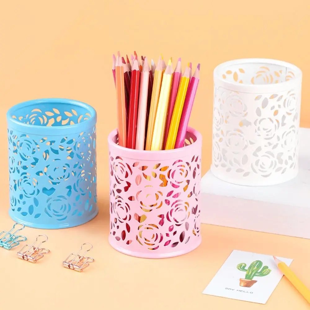 

Creative Hollow Pen Pencil Pot Holder Brush Storage Container Desk Organizer Plastic Stationery Pen Holder Office Supplies