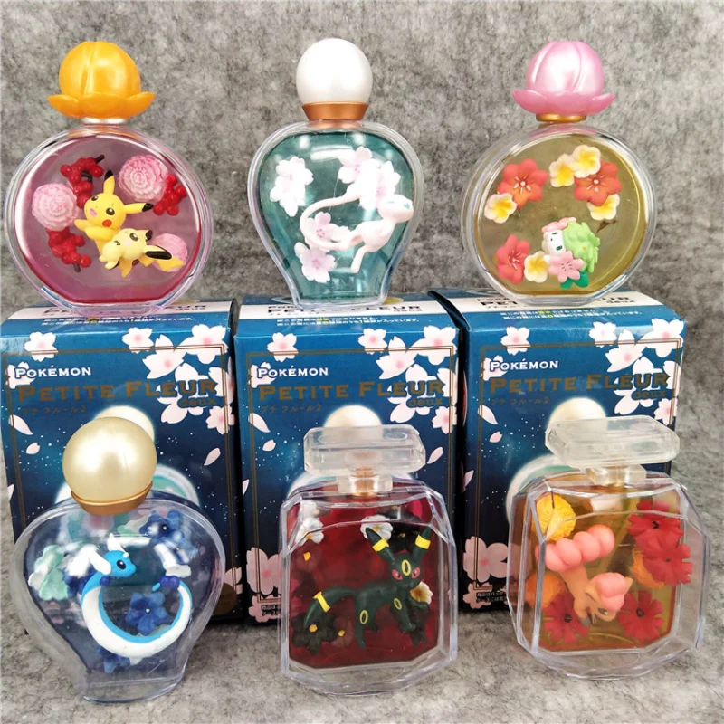Фото Флакон духов Pokemon Petite Fleur слепая коробка игрушки Пикачу Пичю Рокон Мяу Хакуру Шаймин аниме фигурка куклы игрушки подарки для детей №1
