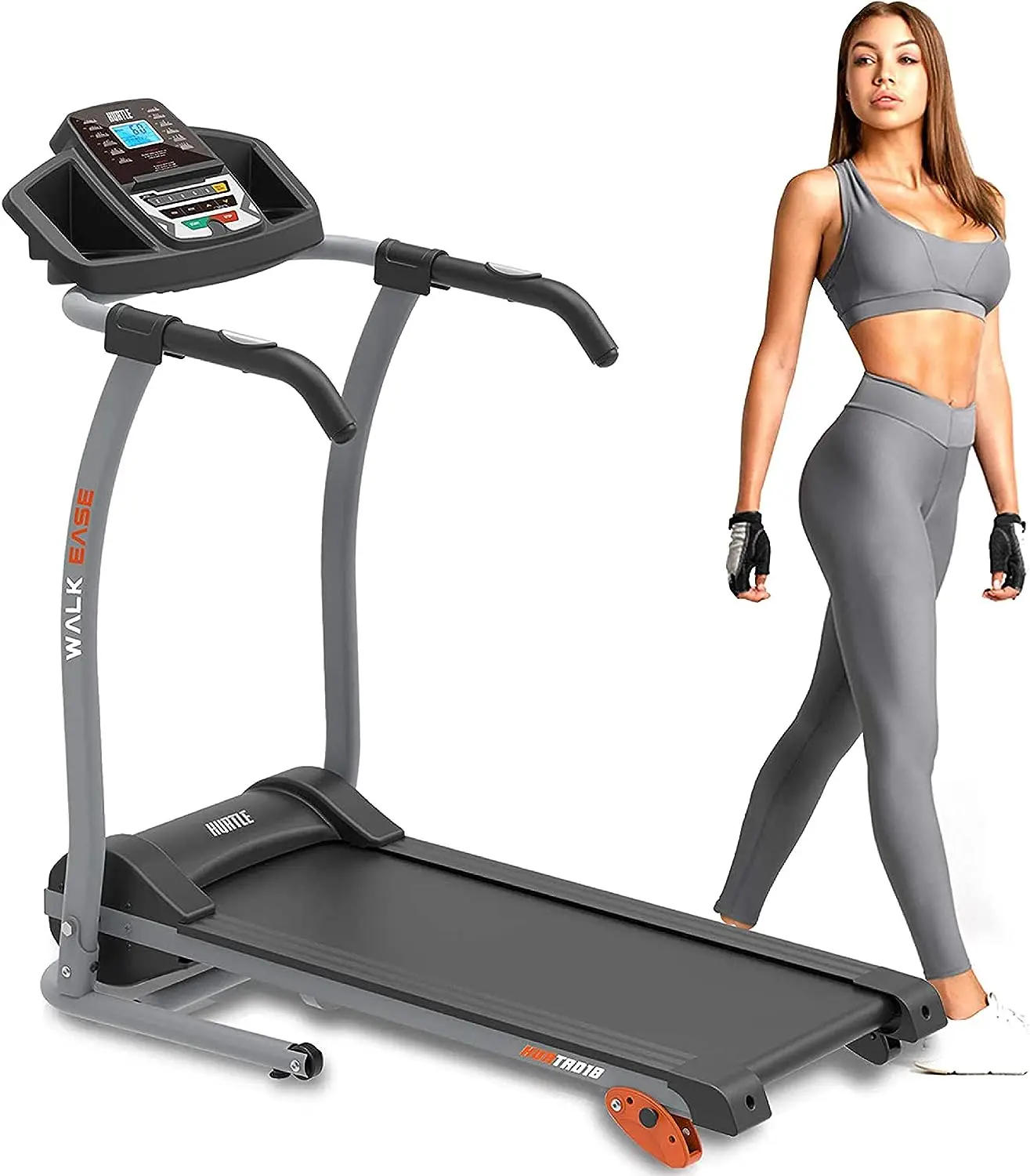 

Treadmill Exercise Machine - Smart Compact Digital Fitness Treadmill Workout Trainer w/Bluetooth App Sync, Manual Incline Adjust