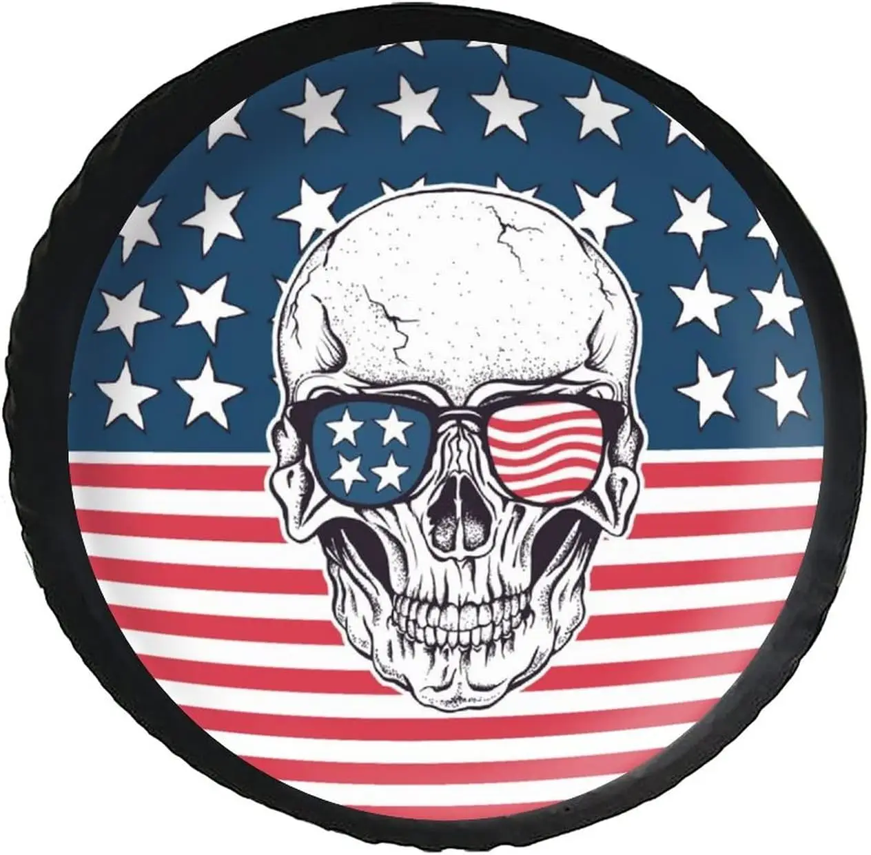 

Skull American Flag Spare Tire Cover Weatherproof Dust-Proof Tire Universal Covers Fit for Truck SUV Motorhome Travel Trailer
