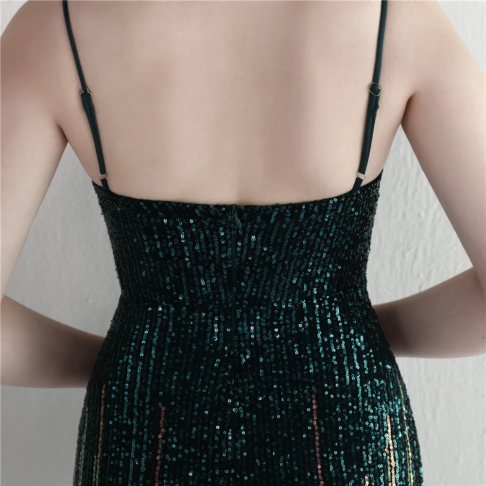 Платье для выпускного вечера с v-образным вырезом и блестками Коктейльные платья