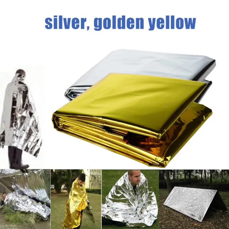 

2-16pcOutdoor Multi-functional First-aid PET Insulation Blanket Gold And Silver Life Blanket Sunscreen Blanket Emergency Blanket