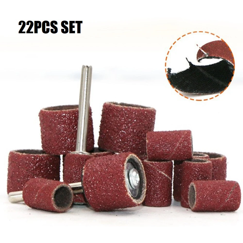 

22 Pcs Sanding Ring With Rod Abrasive Rotary Tool Kit Sanding Drum Grinding Head For Polishing/Metal/Amber/Model/Wood/Sculpture