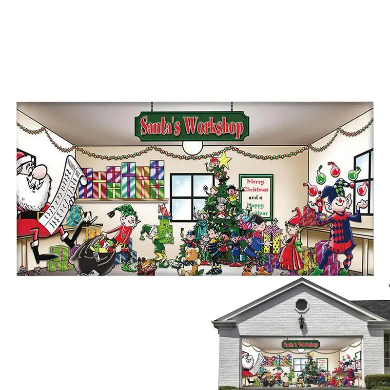 

Рождественская Крышка для гаражной двери, наружный Рождественский праздничный чехол для гаража, наружный праздничный баннер, новый гобеле...