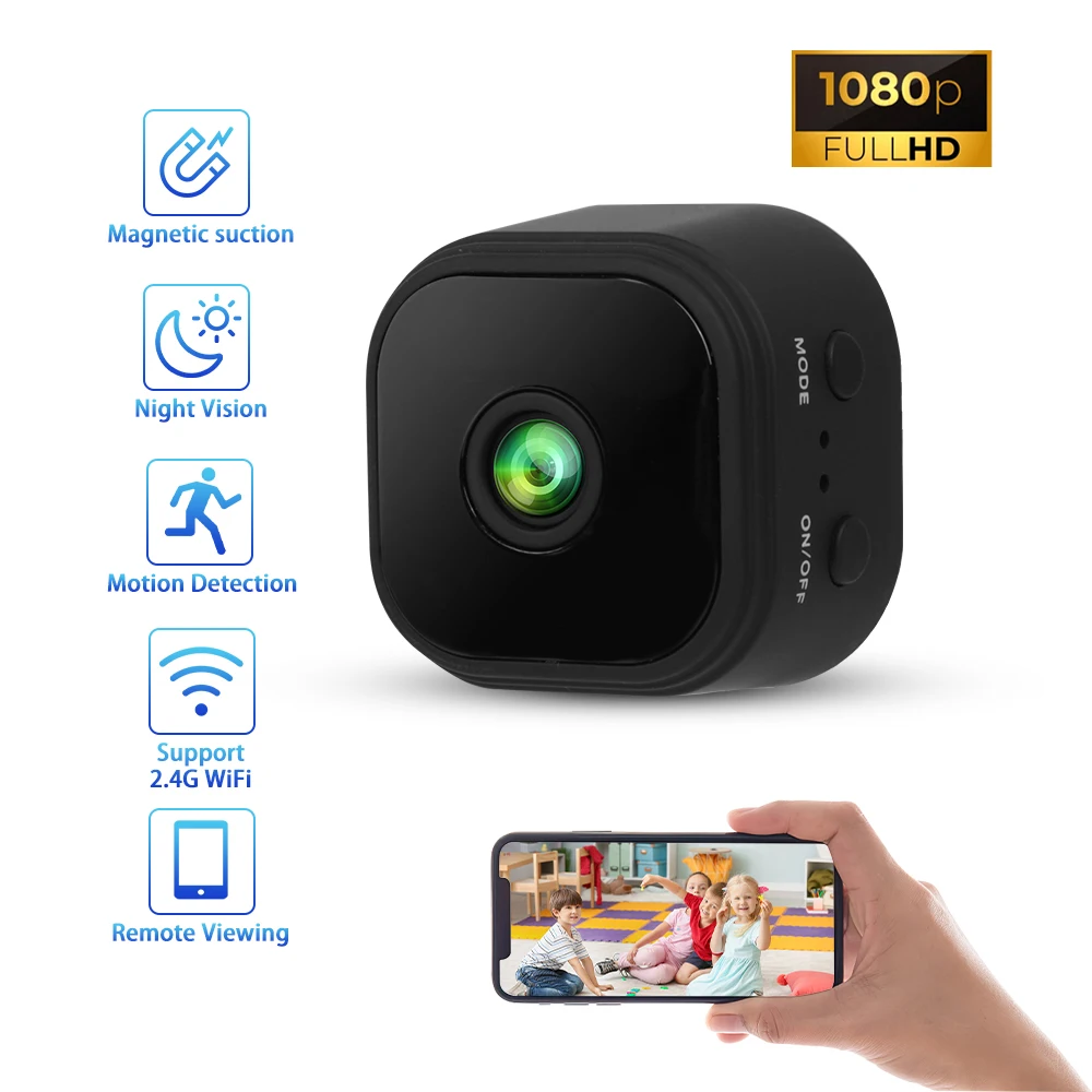 

Mini WiFi IP Camera 1080p Wireless Security Surveillance Micro Dual Cam Night Photo Smart Home Sports Monitor Built-in Battery