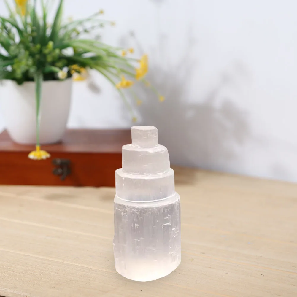 

Selenite Tower Lamp Quartz Crystal Ornament Reiki Healing for Home Bedroom Living Room Office Desktop Decoration