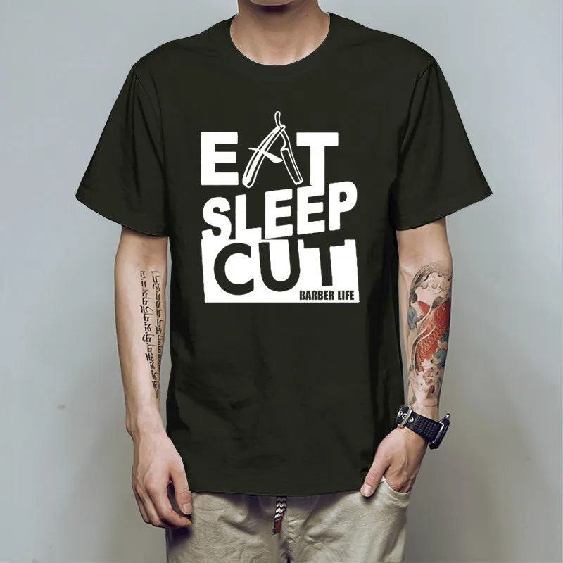 

Funny Eat Sleep Cut Barber Life T Shirt. New 100% Cotton Short Sleeve O-Neck Casual T-shirts Loose Top Size S-3XL