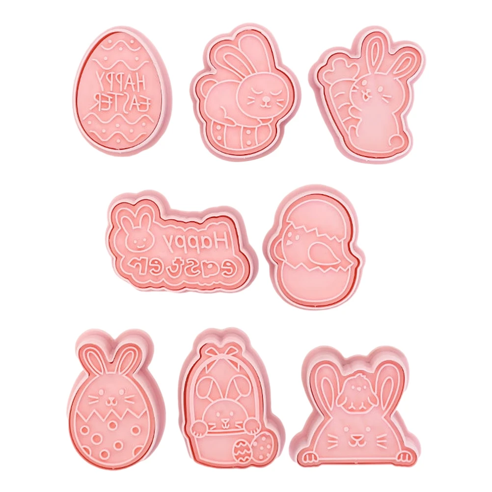 

8 Pcs Easter Cookie Cutters 3D Rabbit Cookie Cutters Set Biscuit Cookie Cutter Moulds DIY Baking Tool