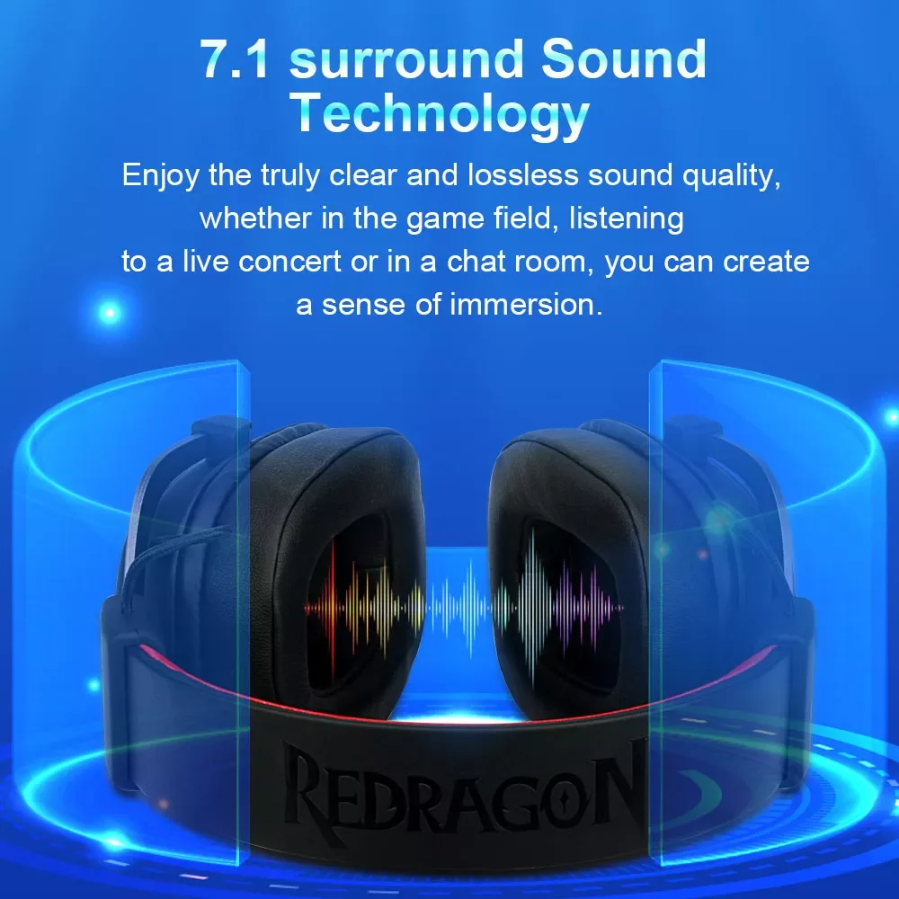

2023 REDRAGON ZEUS 2 H510 Gaming USB Headphone Noise cancelling,7.1 Surround Compute headset Earphones Microphone for PS5/4 Xbox