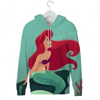 2021 new disney mermaid cartoon print hoodie womens autumn and winter 2021 casual green super dalian hoodie street hoodie women