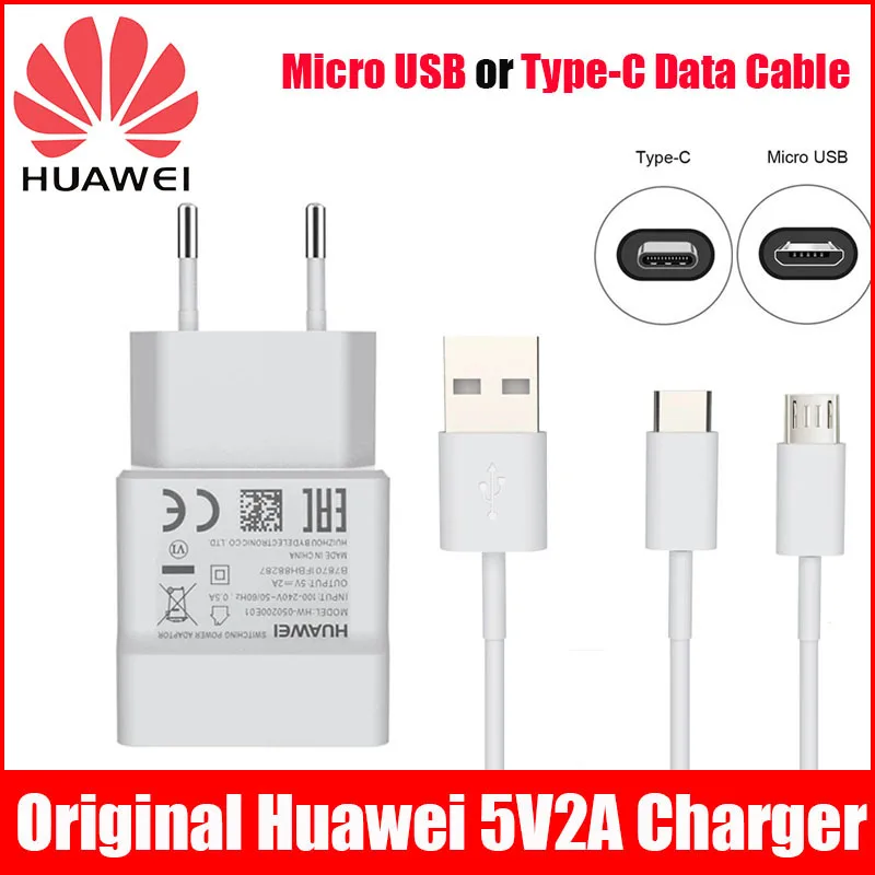 Оригинальное зарядное устройство для Huawei Mate 10 Lite 5 в 2 а с разъемом Micro USB Type-C P8 P9 P10