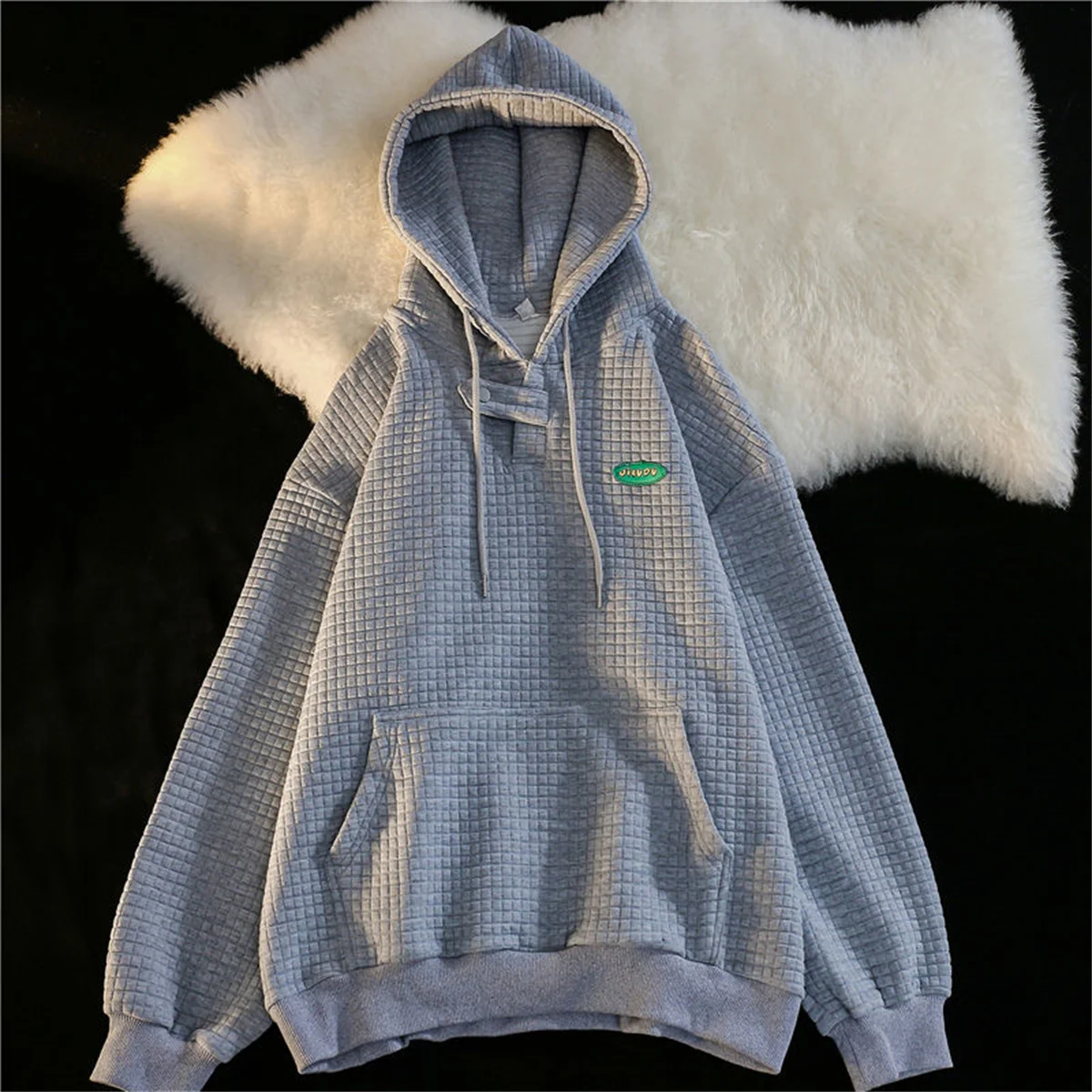 

Серая клетчатая Толстовка Ulzzang, уличная одежда, женская одежда в стиле хип-хоп Harajuku Ins, одежда для девушек, свободная Готическая винтажная То...