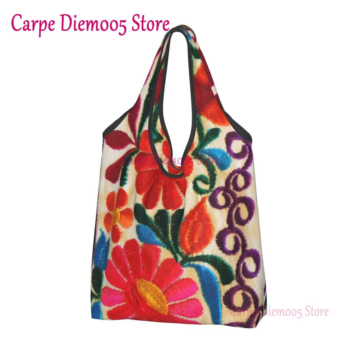 

Сумка-тоут женская тканевая с цветочной вышивкой