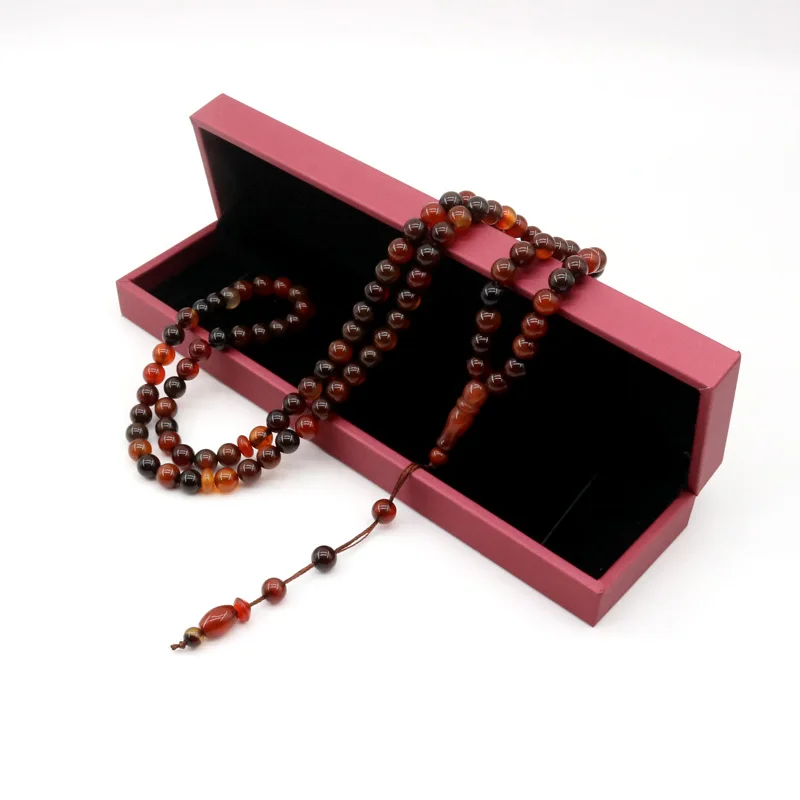 Мусульманский тесбих мисбаха тасбих сибха исламские молитвенные бусины агат камень 8/10 мм 33 бусины Четки модная упаковка