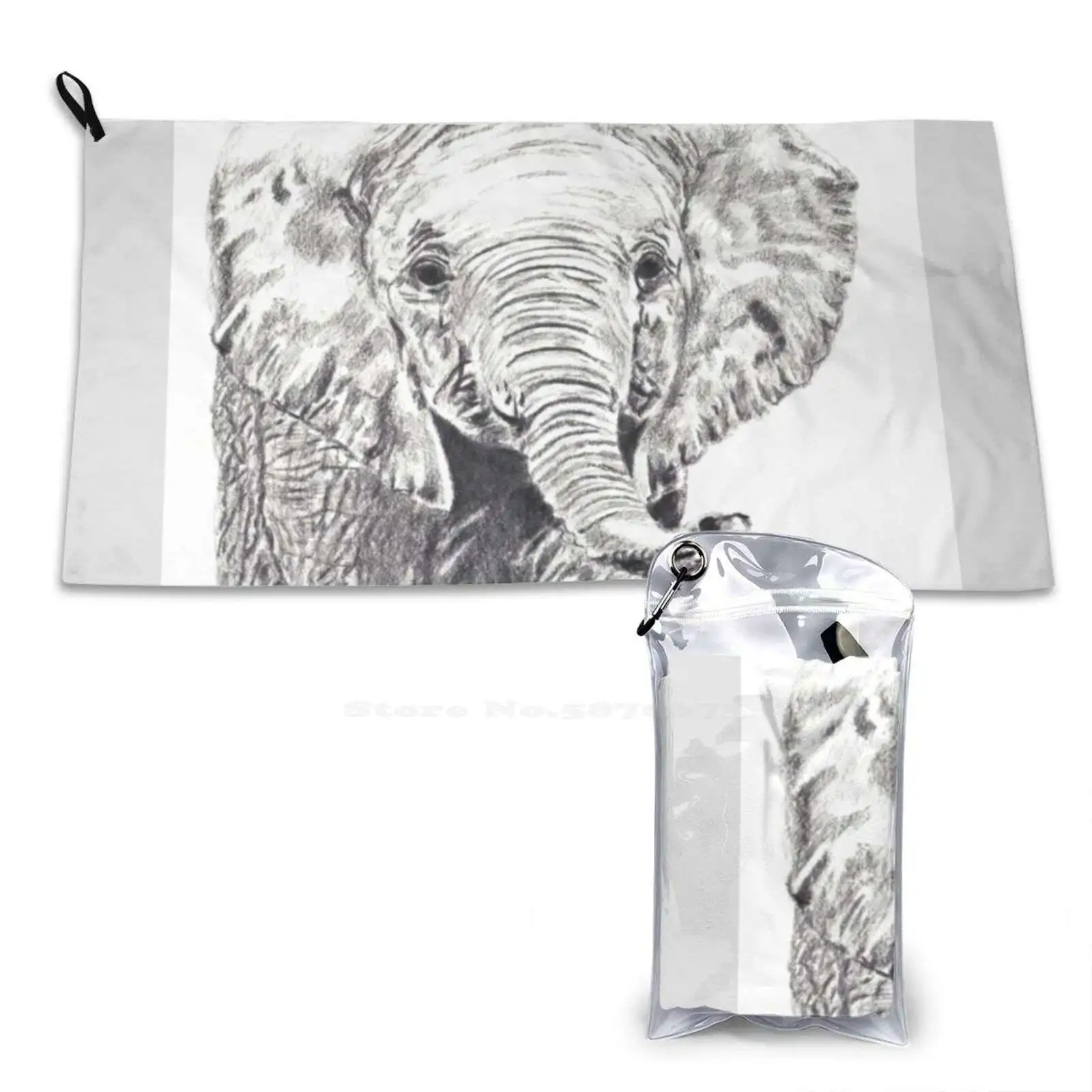 S Quick-drying Sports Towels Elephant Art Elephant Design Elephant Cup Graphite Design Elephant