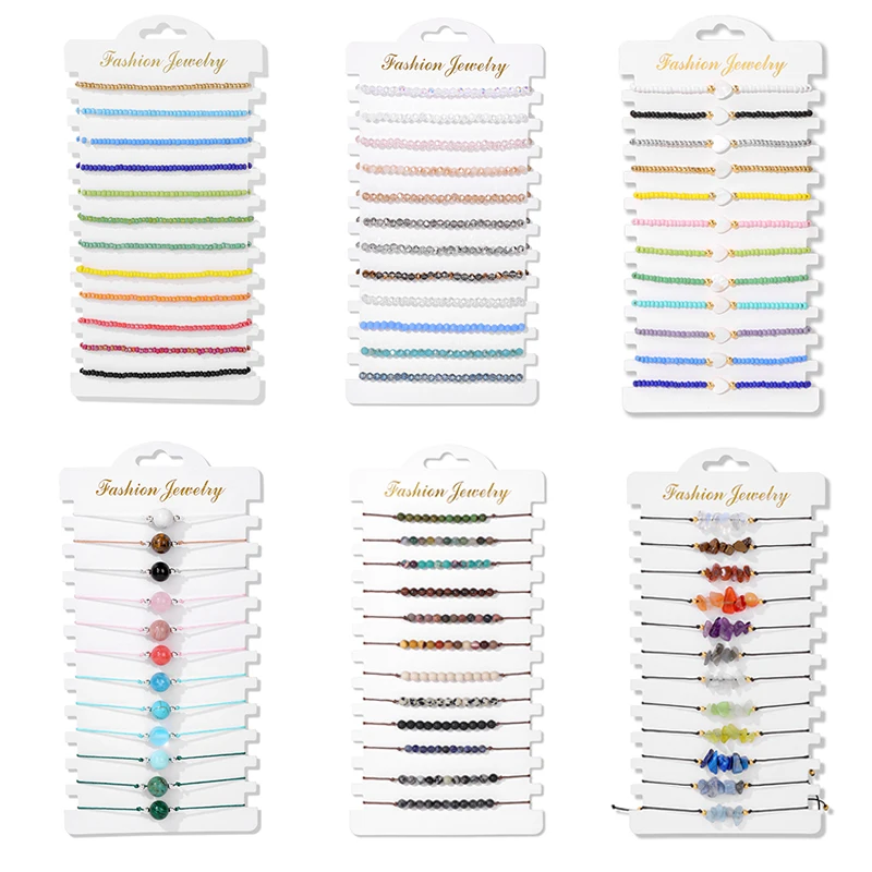 

Multiple Styles Natural Stone Rice Beadd Bracelet 12Pcs/Lot Adjustable Braided Bracelet Anklet Women Girl Wristband Cuff Jewelry