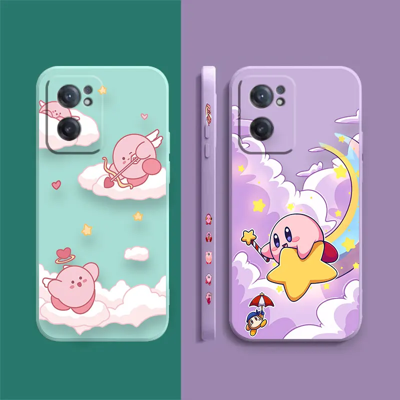 Милый розовый K-Kirby чехол для телефона Oneplus 9 9R 8 8T 7 7T 6 ACE 2V NORD 2 3 Lite Pro 5G цветной Жидкий