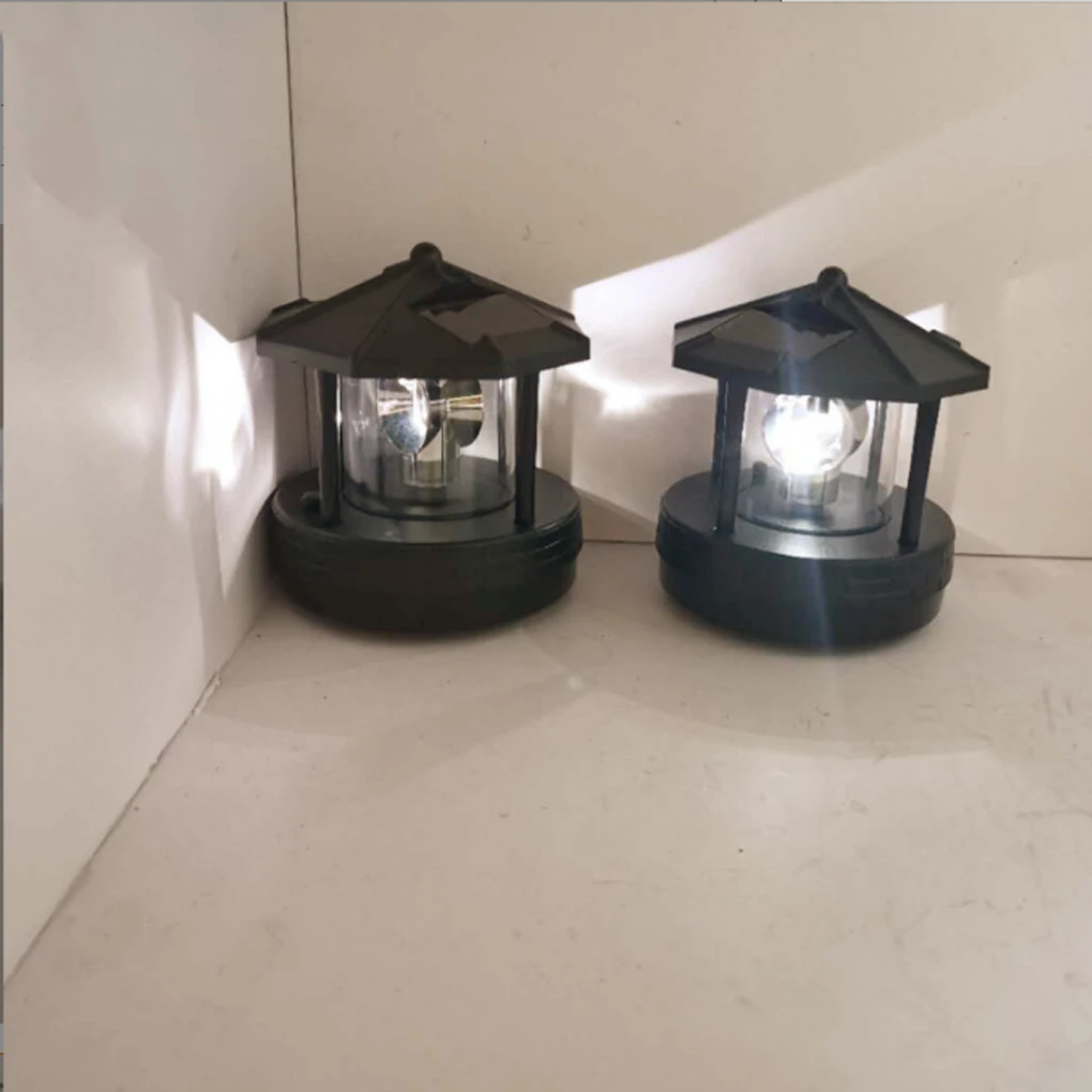 

Solar LED Light Outdoor Rotating Street Lamp Lighthouse Indoor Lights Pathway Garden Yard Driveway Post Pathway