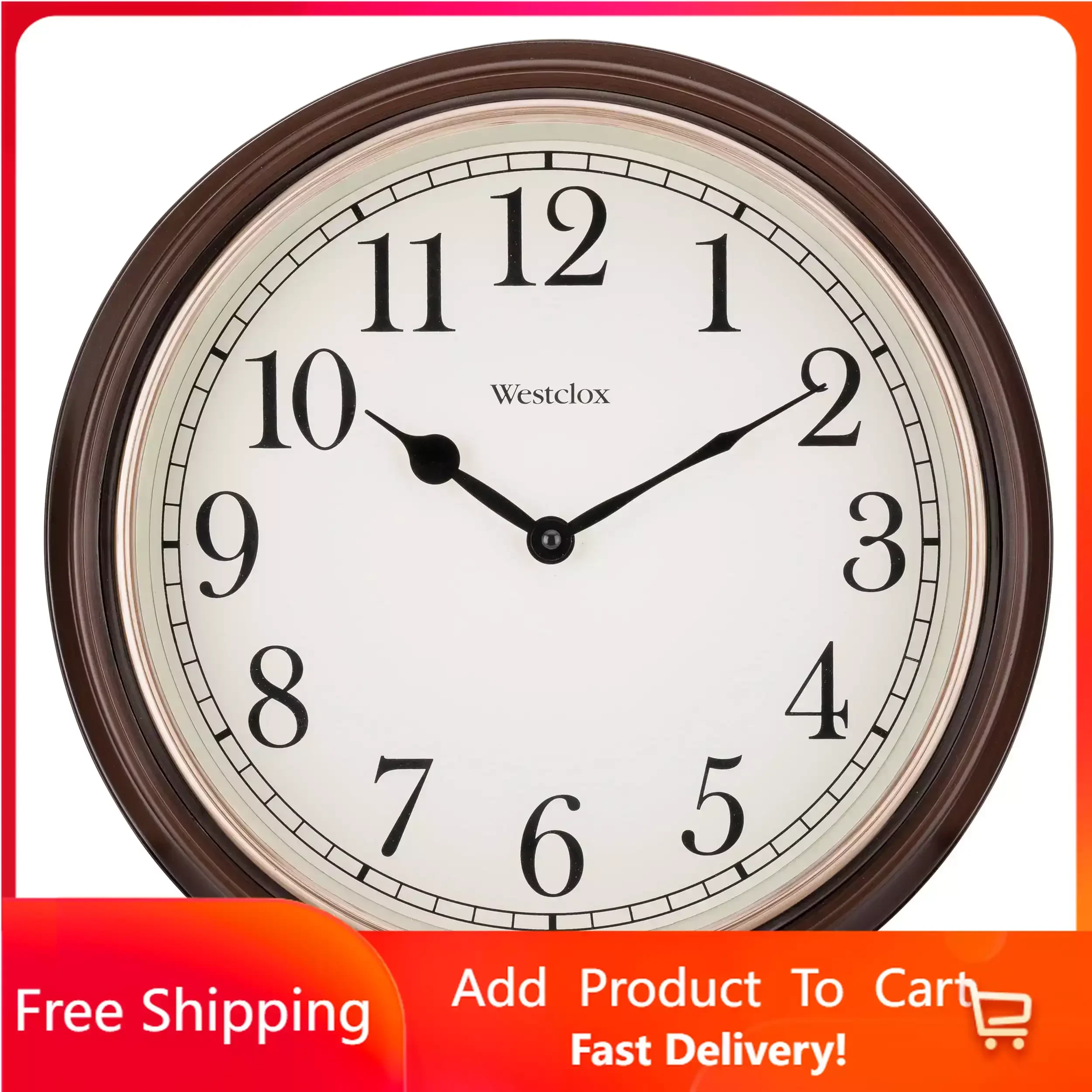 

15.5" Round Woodgrain Look Analog QA Wall Clock Free Shipping
