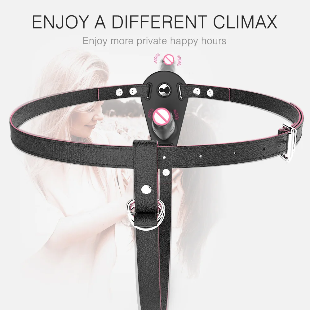 Двойной вибрирующий страпон-фаллоимитатор на реалистичных трусиках для женщин, пар и лесбиянок.