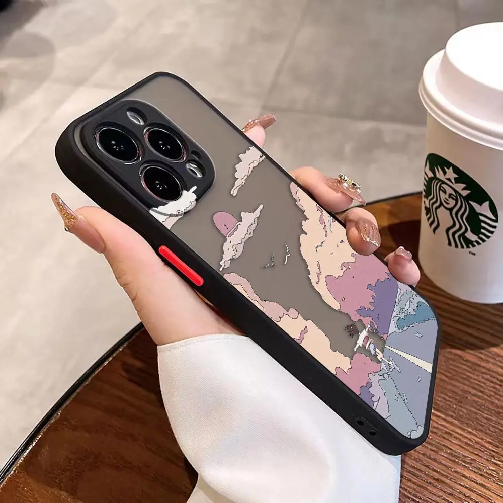 Japan Anime Landscape Scenery Matte Case for iPhone Apple 14 13 11 12 MINI Pro XS Max XR X 7 8 SE 6 6S Plus PC Case Funda Shell