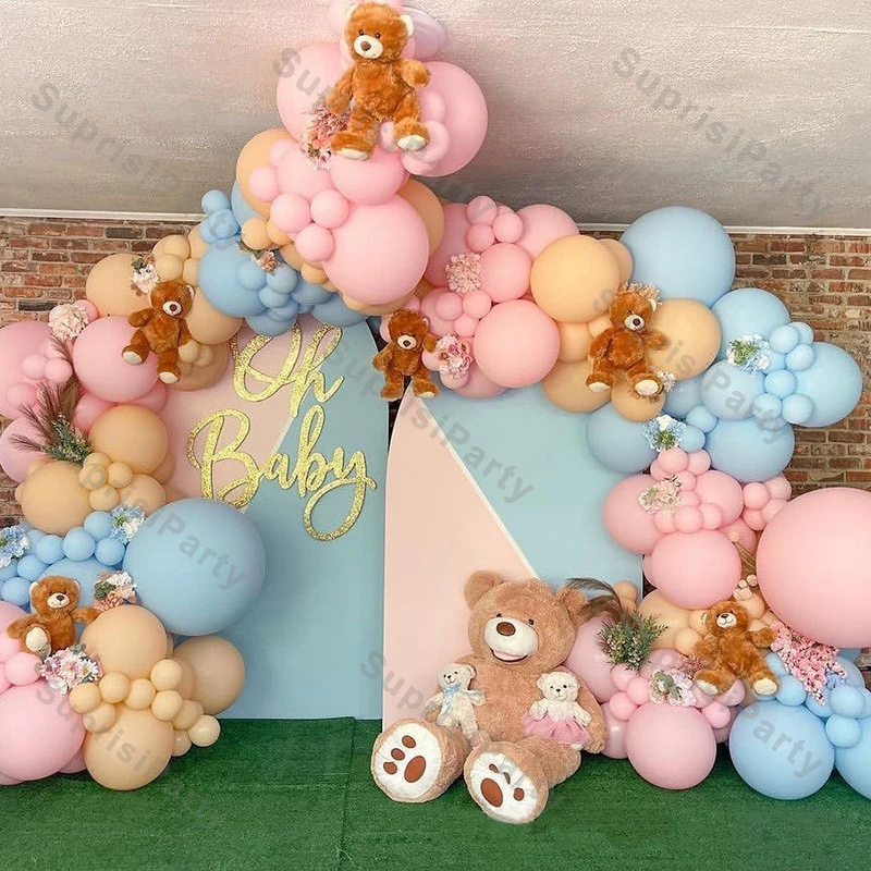 

202pcs Macaron Balloons Garland Baby Shower Party Blue Pink Cream Peach Colors Balloon Arch Wedding Brithday Ballon Party Decor