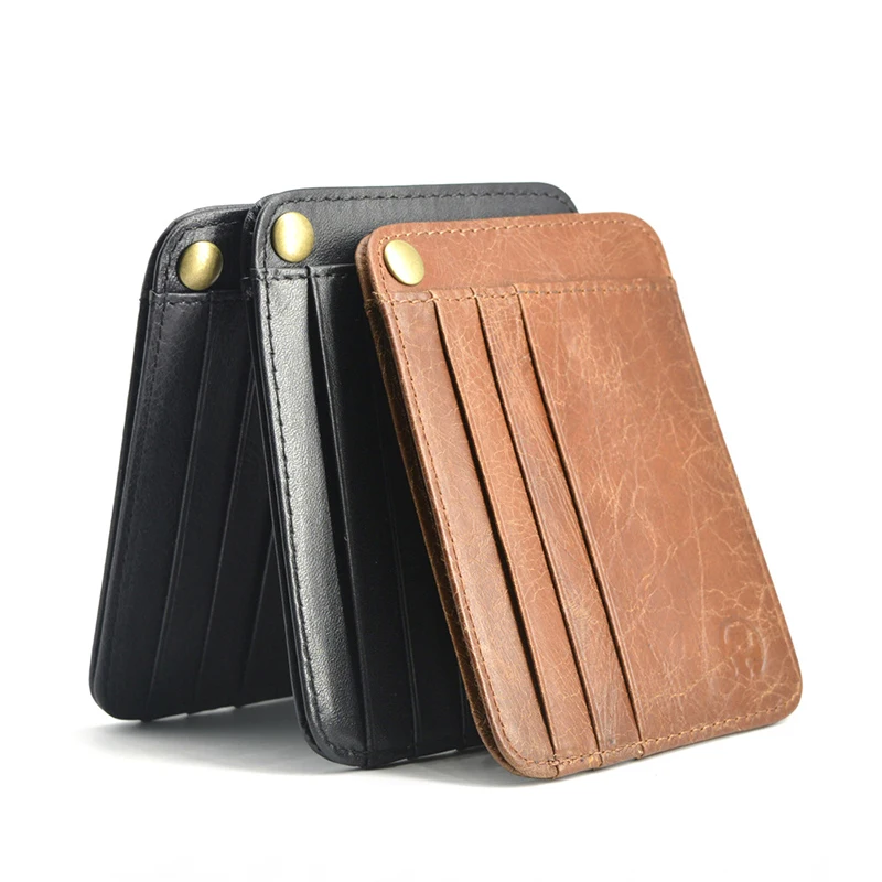 

2023 модный тонкий Винтажный Мужской кожаный маленький кошелек, тонкий держатель для кредитных карт, сумка для денег, чехол для удостоверения...