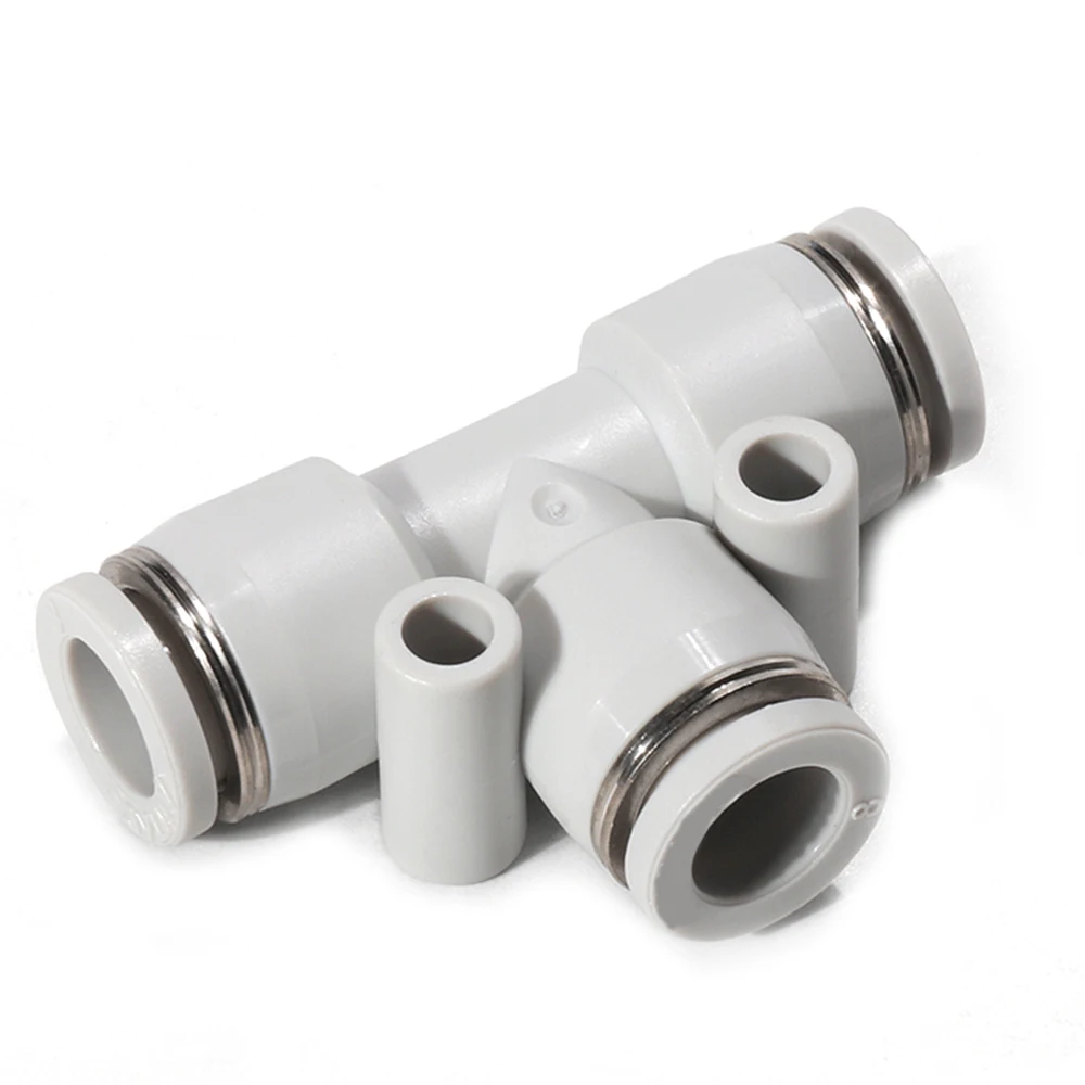 

PE PEG T-type Three-Way Variable Diameter White Pneumatic Quick Connector 4 6 8 10 12 14mm Tracheal Hose Plug-in Quick Connector
