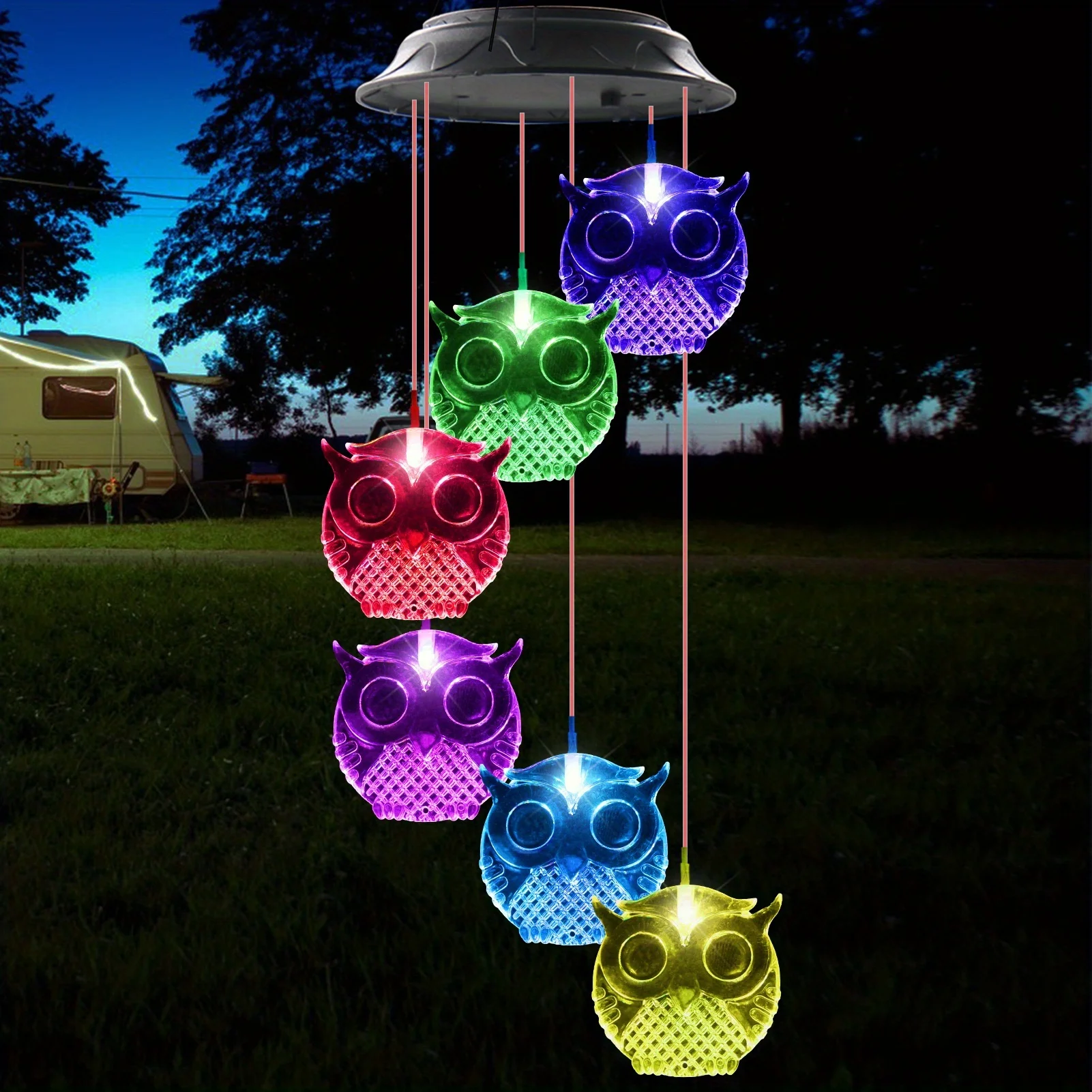 1 упаковка сова снаружи светодиодные колокольчики на солнечной энергии с огнями
