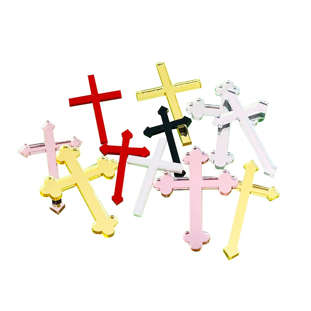 

30/60/120Pcs 4CM Mirror Acrylic Tag Cross Tags Festive Party Wedding Decoration Baptism Decoration Lord Pray Christianity Jesus