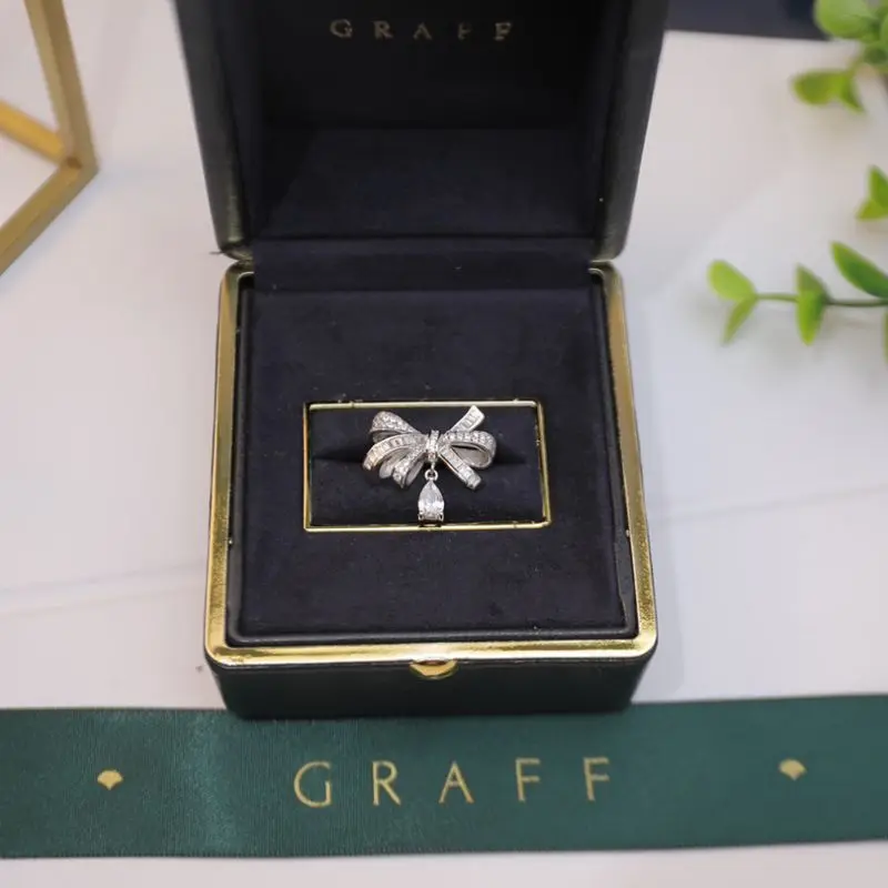 

Graff LONDON Luxury Brand Jewelry High Quality 925 Sliver Diamond ring with bow For Women Charming Gift Higher Quality